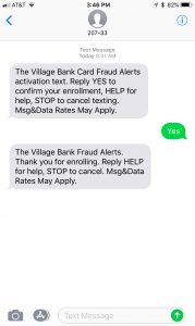 Fraud Alert Activation Text